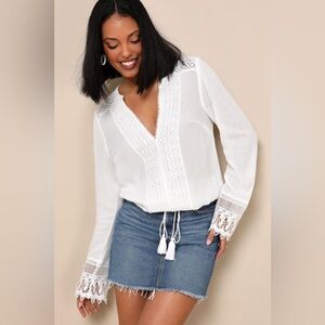 Lulus XS White Bali Daydream Boho Top